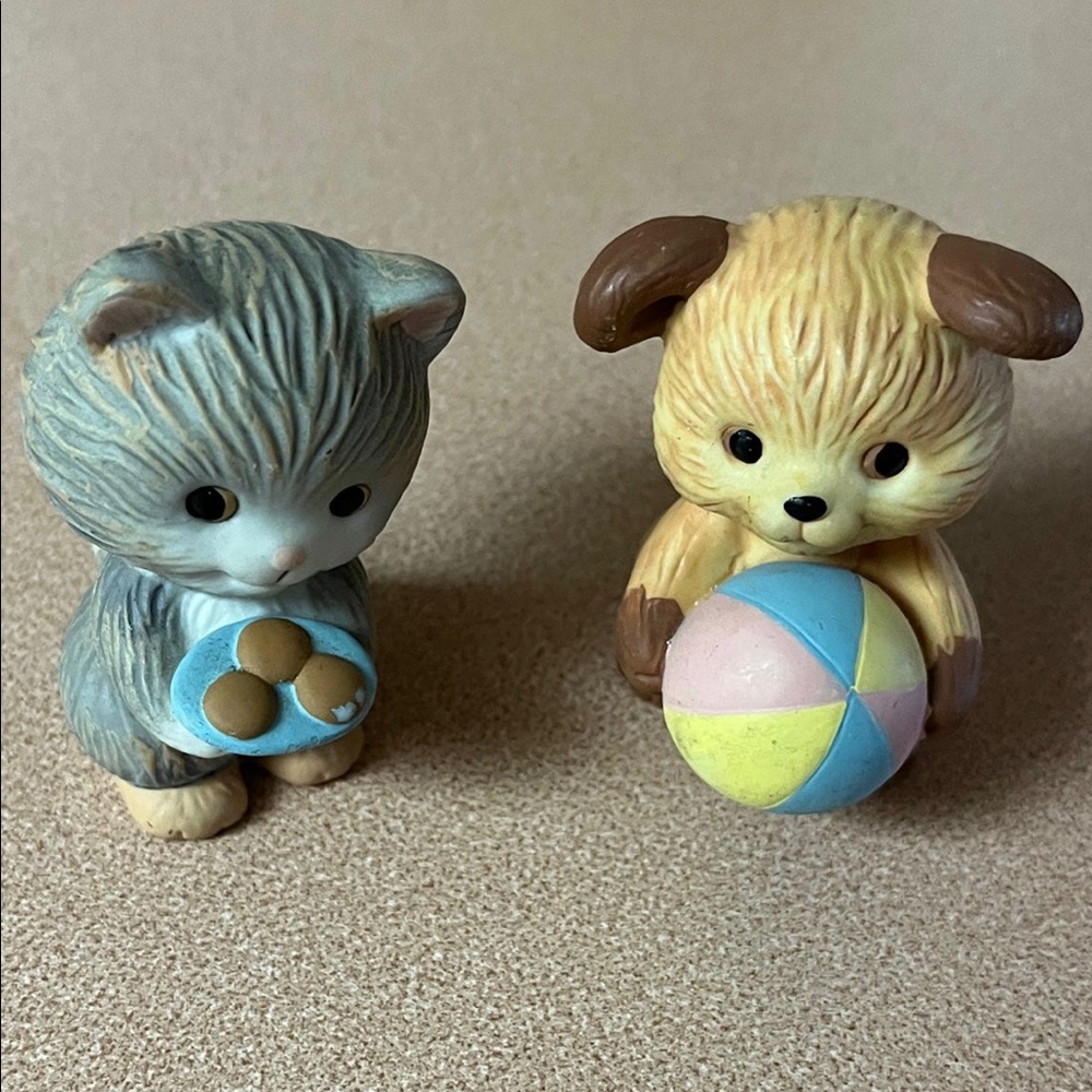 Vintage 1992 Avon Forest Friends Animal Figurine Puppy & Kitten